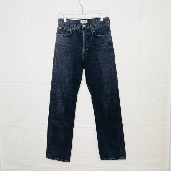 AGOLDE Black 90’s Mid Rise Straight Jeans 25 100% cotton 29” inseam - Picture 2 of 8